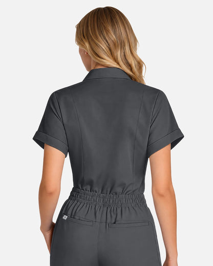 Heather Grey – Eadflie Women's Split V-Neck Uniform Top – product image 53