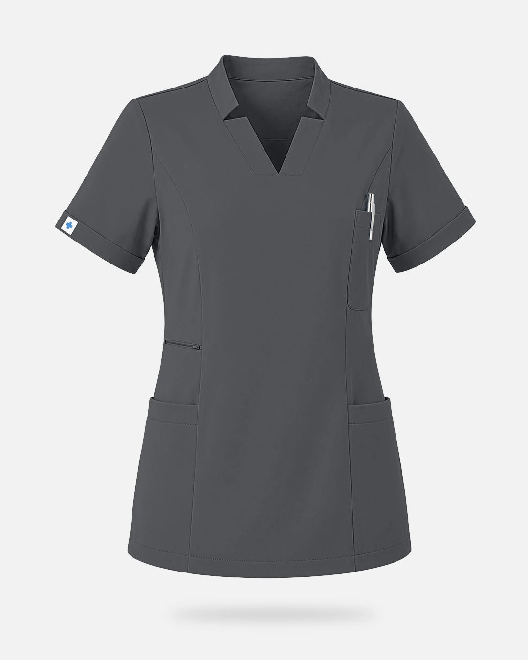 Heather Grey – Eadflie Women's Split V-Neck Uniform Top – product image 49