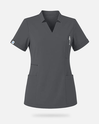 Heather Grey – Eadflie Women's Split V-Neck Uniform Top – product image 49