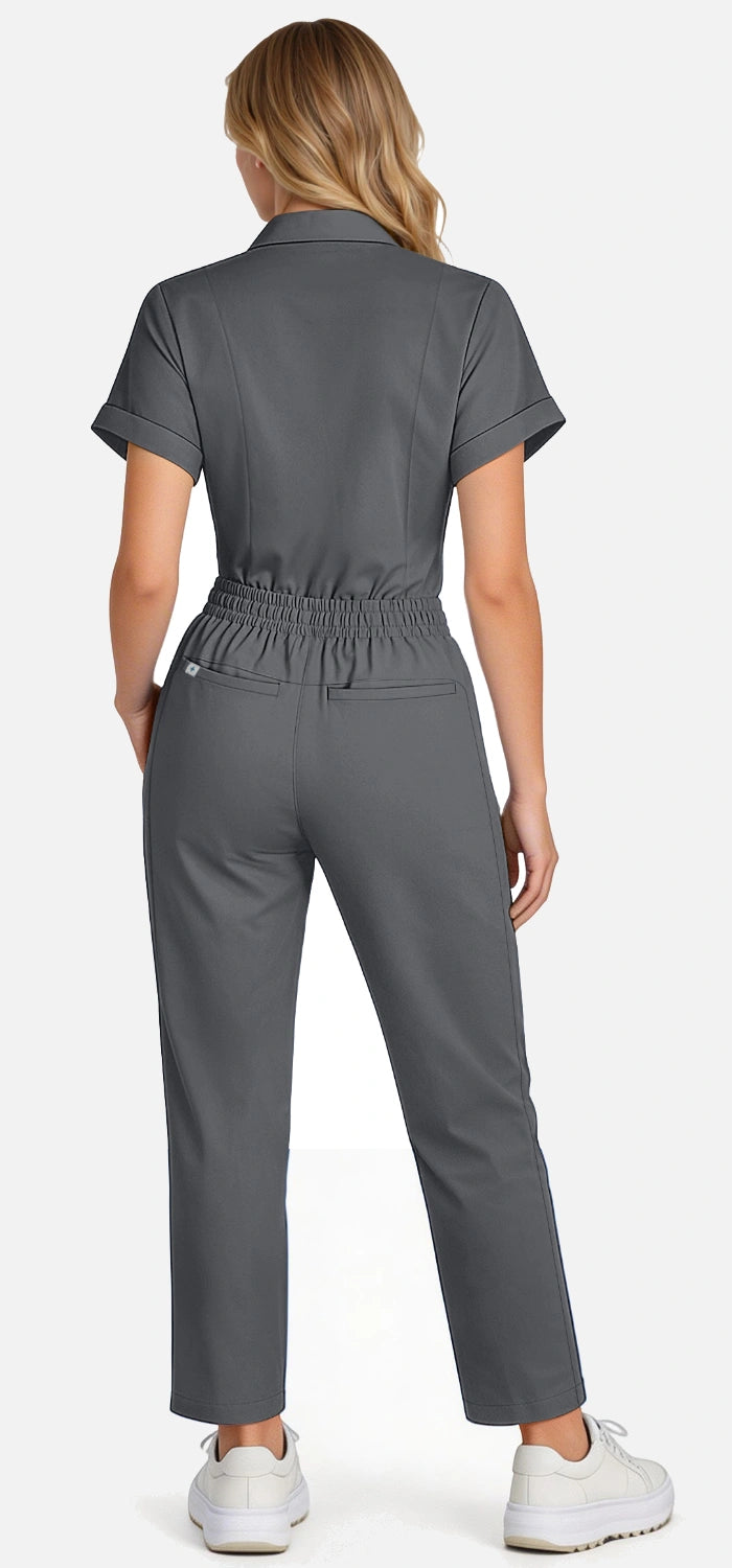 Heather Grey – Eadflie Women's Split V-Neck Uniform Set – Tapered-Leg 9-Pocket Slim Fit – product image 62