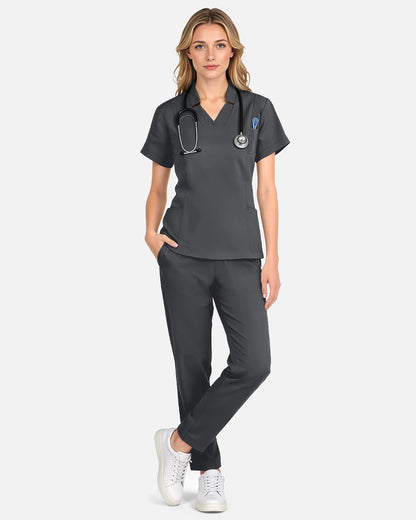 Heather Grey – Eadflie Women's Slim Fit Tapered Cargo Uniform Pants – product image 51