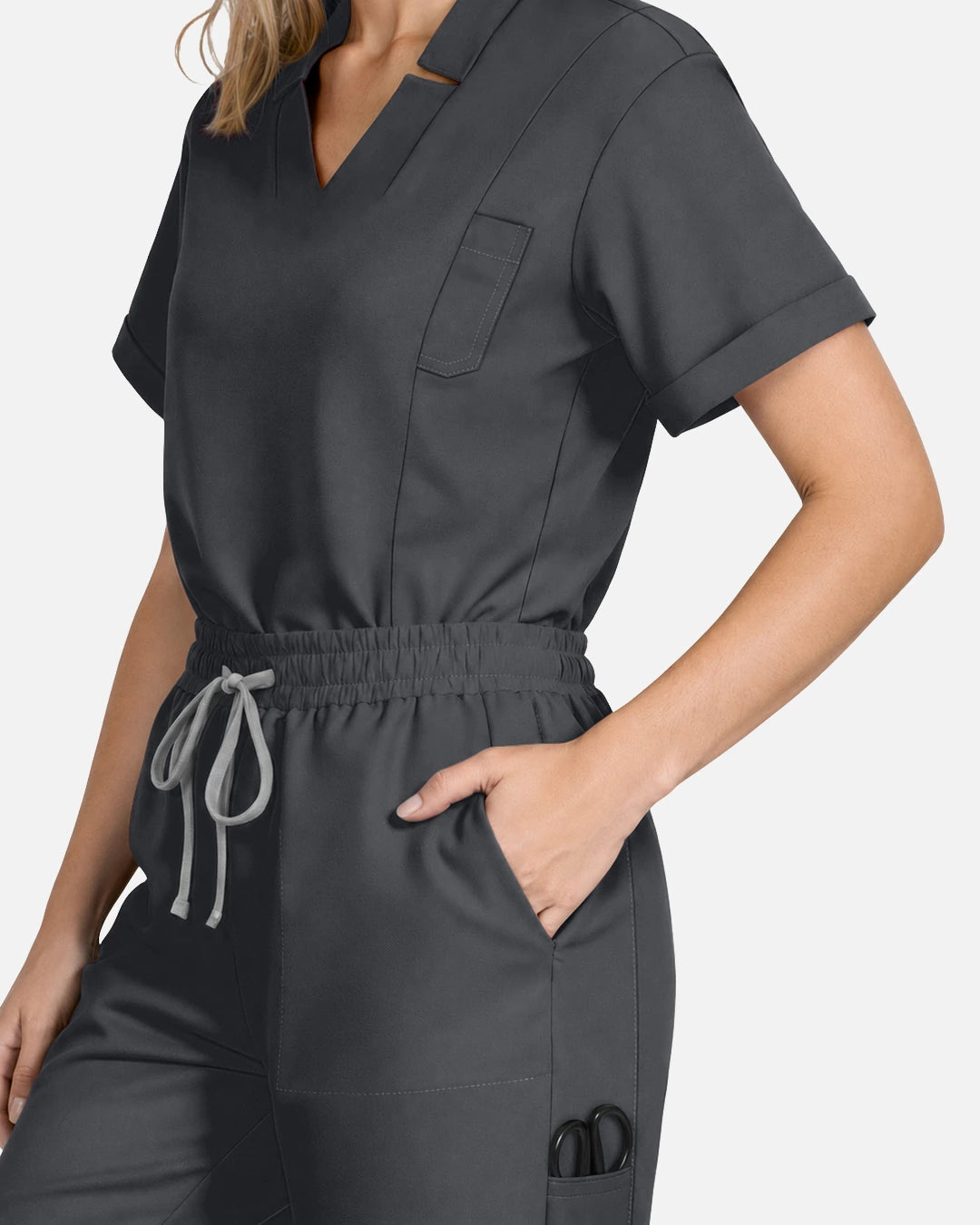 Heather Grey – Eadflie Women's Slim Fit Tapered Cargo Uniform Pants – product image 54