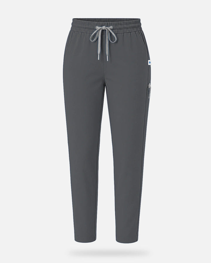 Eadflie Women's Slim Fit Tapered Cargo Uniform Pants - Heather Grey