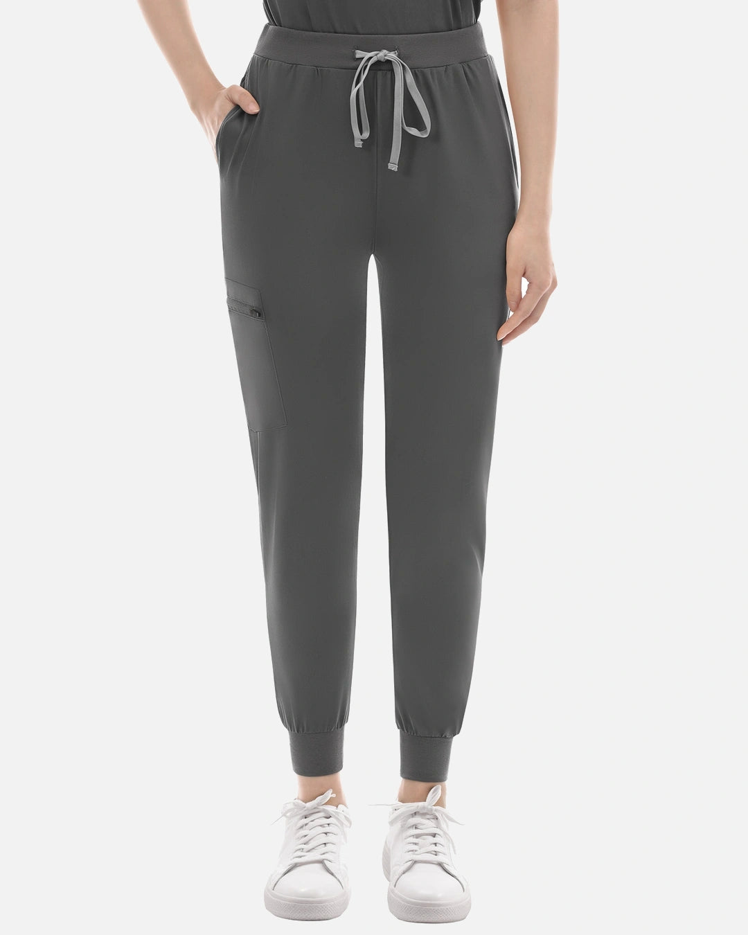Heather Grey – Eadflie Women's Knit V-Neck Jogger Uniform Set – product image 90