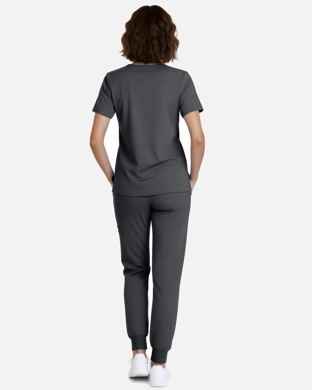 Heather Grey – Eadflie Women's Classic V-Neck Jogger Uniform Set – product image 75