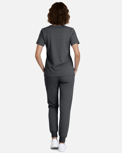 Heather Grey – Eadflie Women's Classic V-Neck Jogger Uniform Set – product image 75