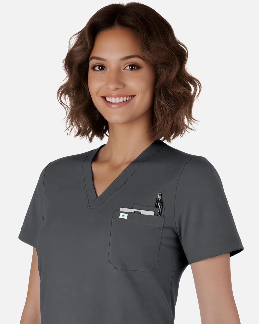 Heather Grey – Eadflie Women's Classic V-Neck Jogger Uniform Set – product image 77