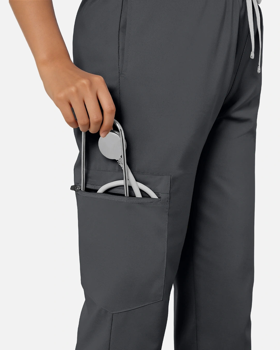Heather Grey – Eadflie Women's Classic V-Neck Jogger Uniform Set – product image 78