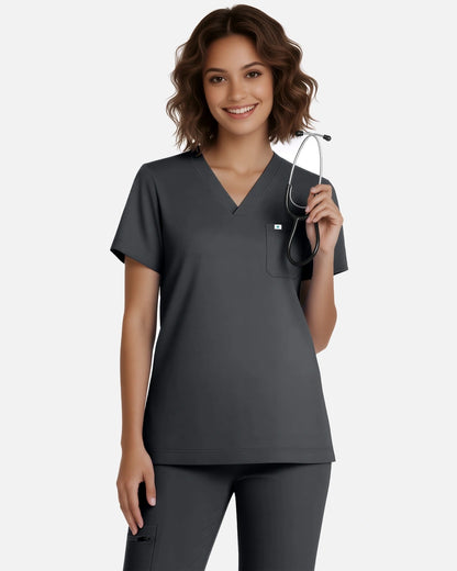 Heather Grey – Eadflie Women's Classic V-Neck Jogger Uniform Set – product image 79
