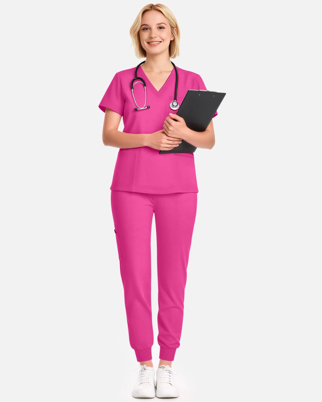 Hot Pink – Eadflie Women's Multi-Pocket Jogger Uniform Pants – product image 88