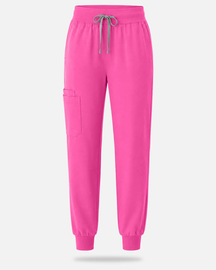 Eadflie Women's Tapered Jogger Uniform Pants – Soft Stretch Bottoms - Hot Pink