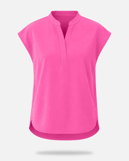 Hot Pink – Eadflie Women's Sleeveless Mandarin Collar Uniform Top – product image 79