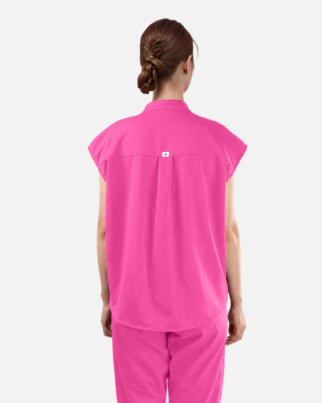 Hot Pink – Eadflie Women's Sleeveless Mandarin Collar Uniform Top – product image 81