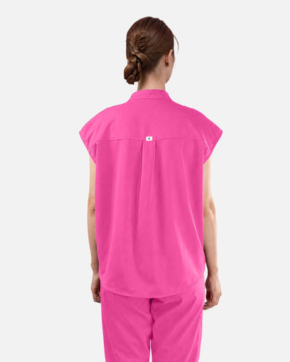 Hot Pink – Eadflie Women's Sleeveless Mandarin Collar Uniform Top – product image 81