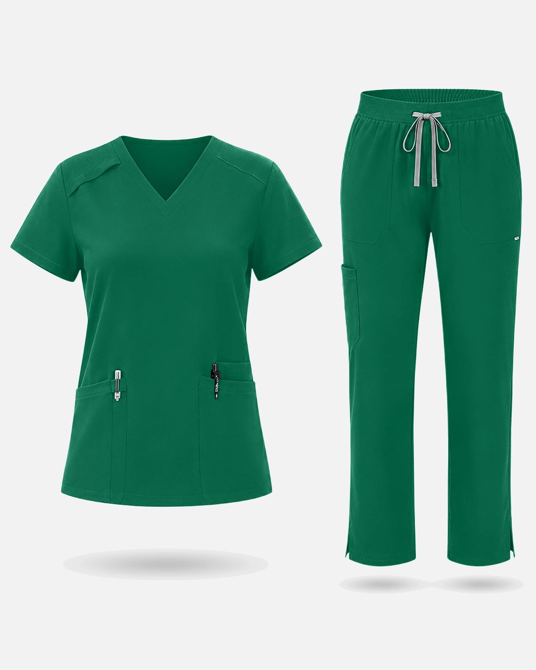 Hunter Green – Eadflie Women's Woven V-Neck Uniform Set – Straight-Leg Structured – product image 52