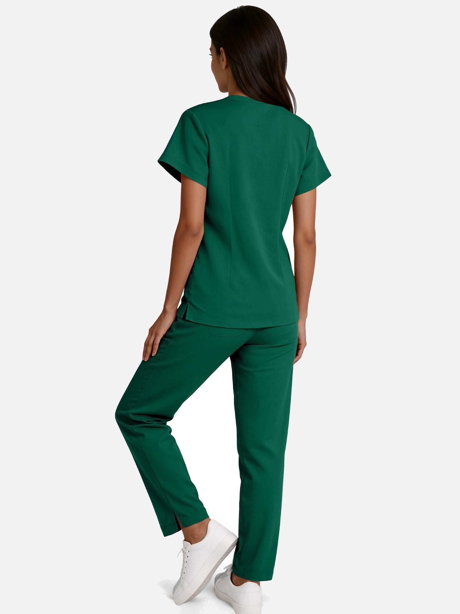 Hunter Green – Eadflie Women's Woven V-Neck Uniform Set – Straight-Leg Structured – product image 53
