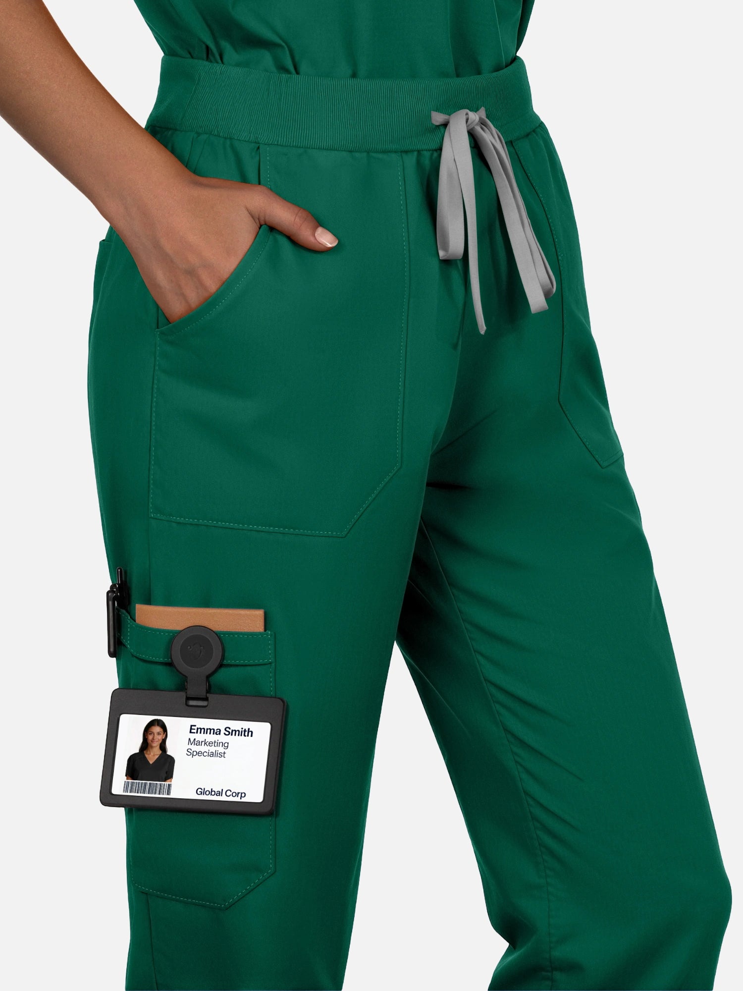 Hunter Green – Eadflie Women's Woven V-Neck Uniform Set – Straight-Leg Structured – product image 56