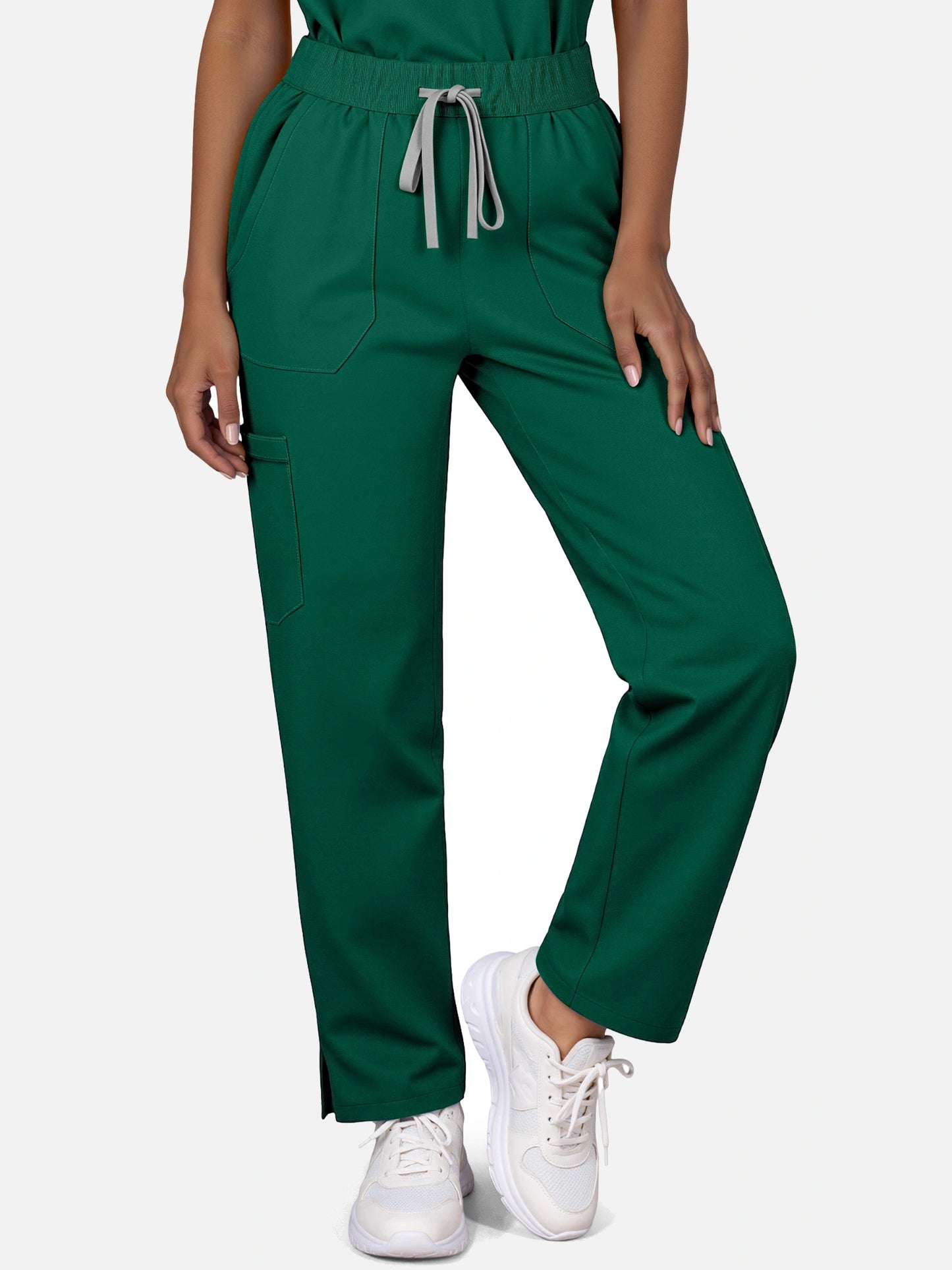Hunter Green – Eadflie Women's Woven V-Neck Uniform Set – Straight-Leg Structured – product image 57