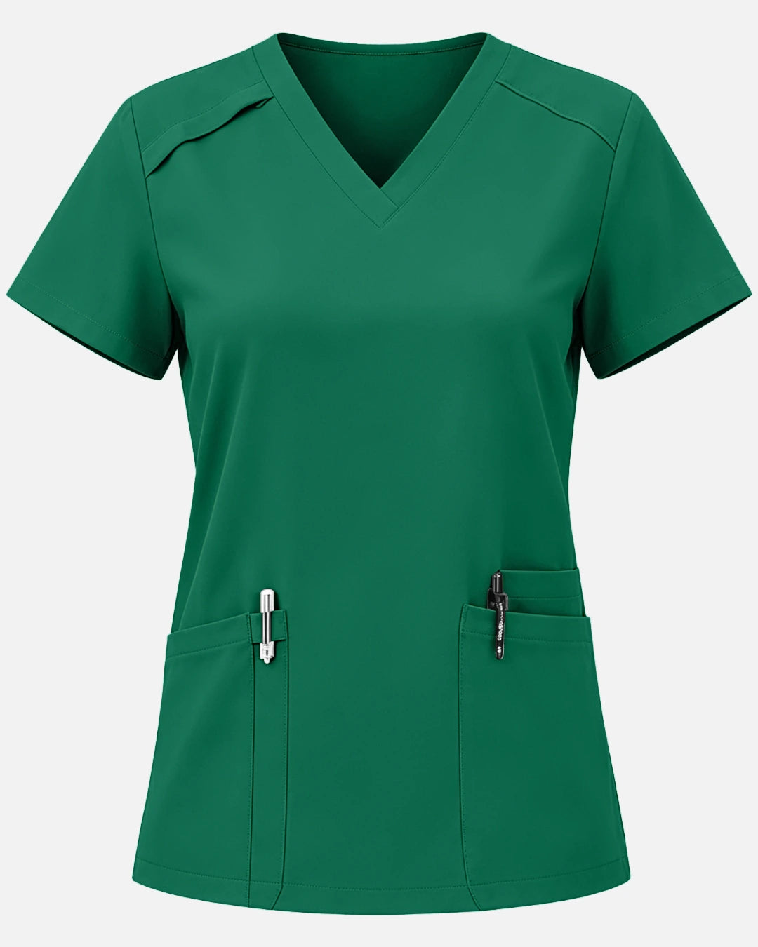 Hunter Green – Eadflie Women's Woven V-Neck Uniform Top – Structured with Shoulder Piping – product image 31
