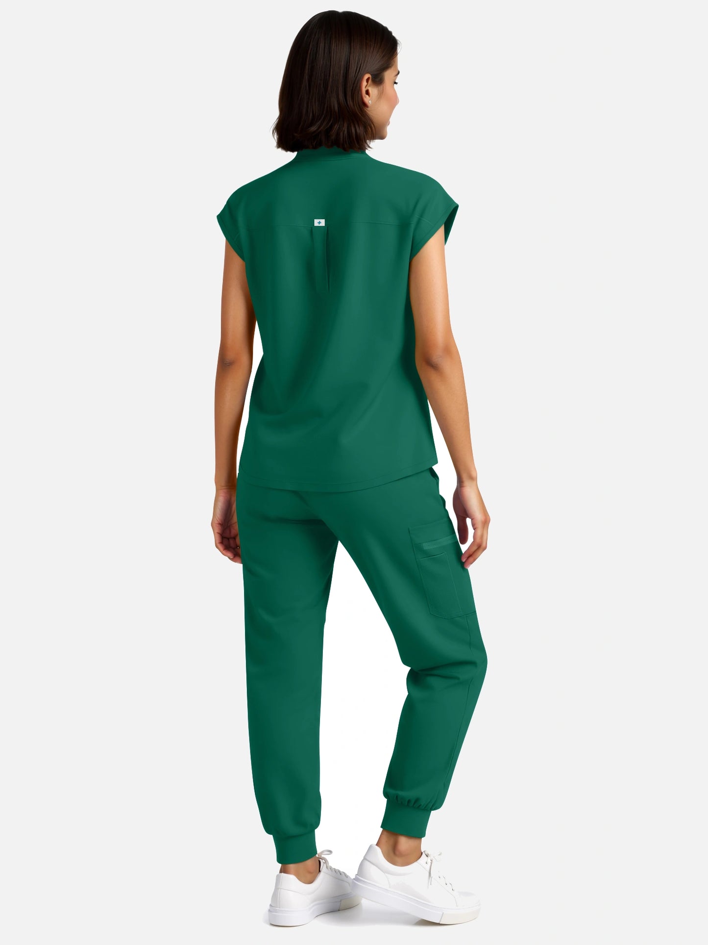 Hunter Green – Eadflie Women's Henley Sleeveless Jogger Uniform Set – product image 49