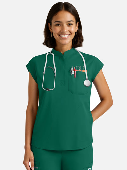 Hunter Green – Eadflie Women's Henley Sleeveless Jogger Uniform Set – product image 50