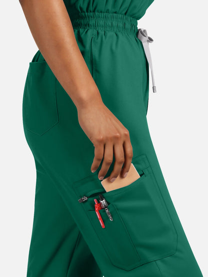 Hunter Green – Eadflie Women's Henley Sleeveless Jogger Uniform Set – product image 51