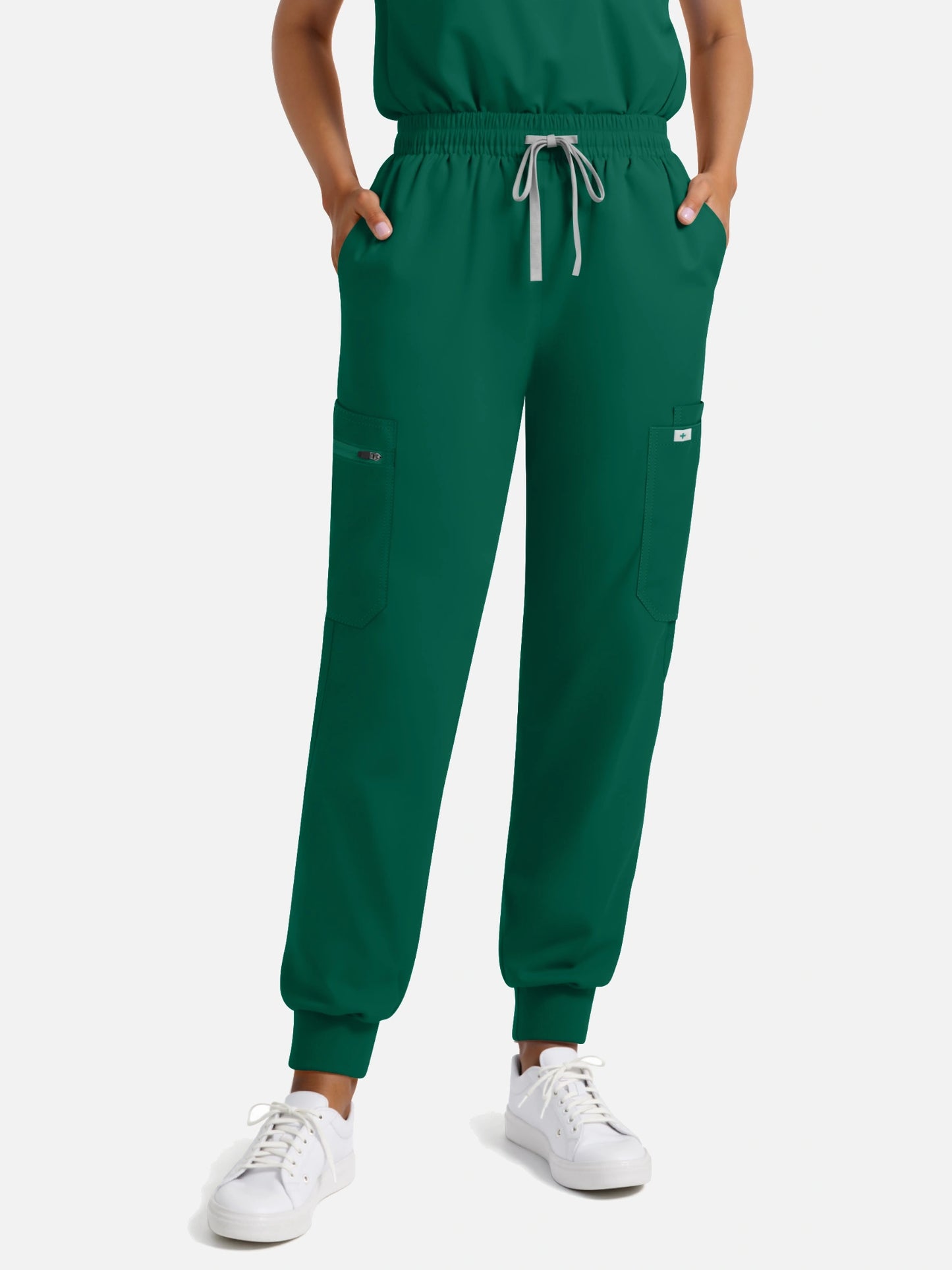 Hunter Green – Eadflie Women's Henley Sleeveless Jogger Uniform Set – product image 54