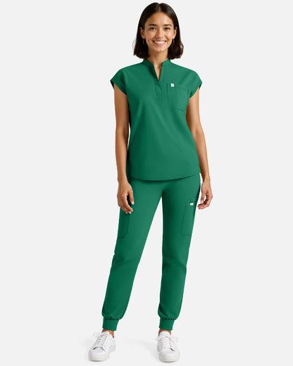 Hunter Green – Eadflie Women's Sleeveless Henley Uniform Top – product image 43