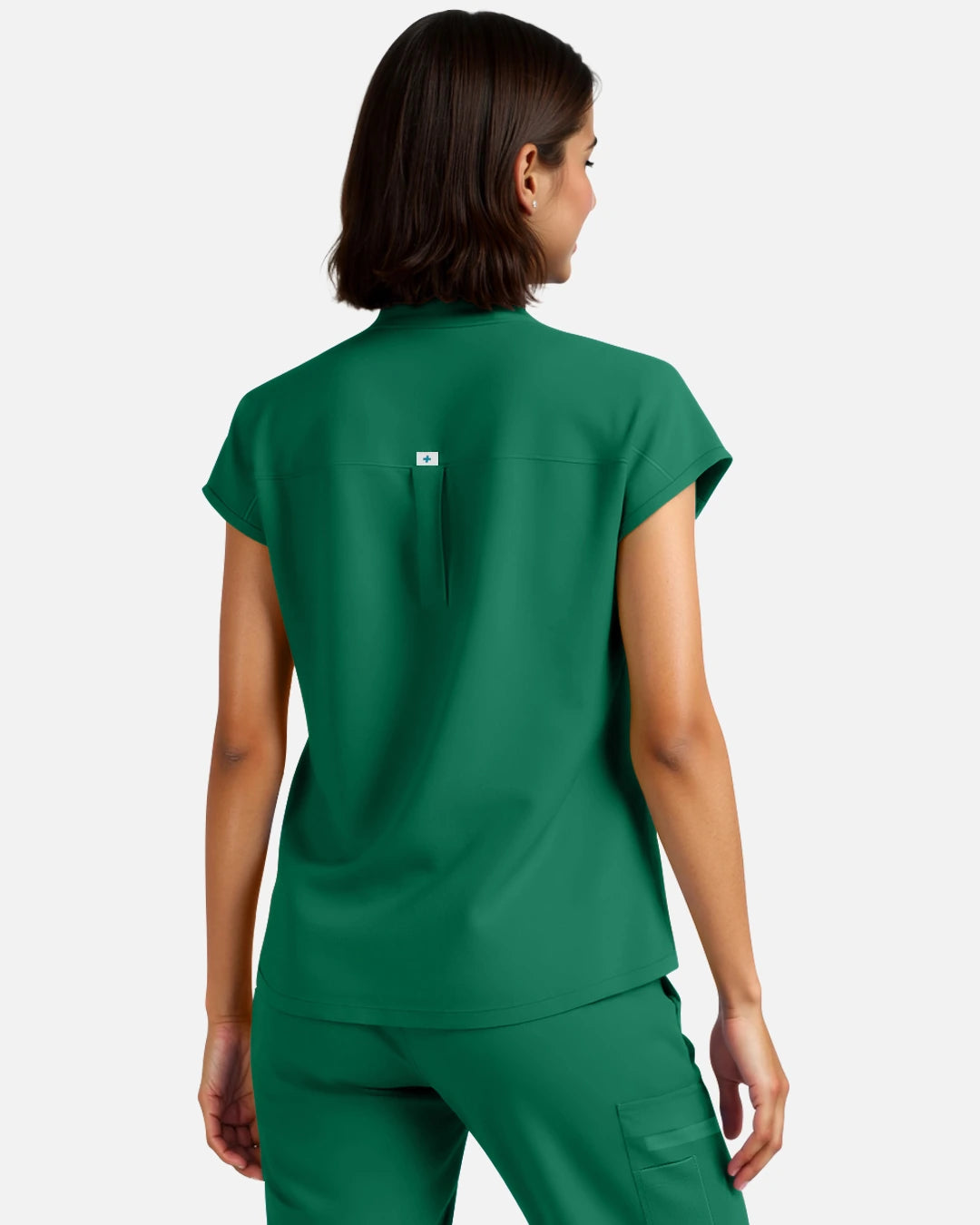 Hunter Green – Eadflie Women's Sleeveless Henley Uniform Top – product image 45