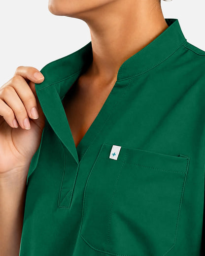 Hunter Green – Eadflie Women's Sleeveless Henley Uniform Top – product image 47