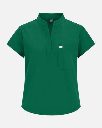 Hunter Green – Eadflie Women's Sleeveless Henley Uniform Top – product image 48