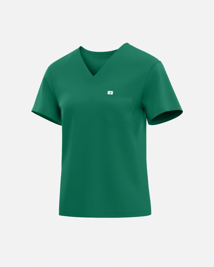 Eadflie Women's Classic V-Neck Uniform Top - Hunter Green