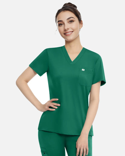 Hunter Green – Eadflie Women's Classic V-Neck Uniform Top – product image 44