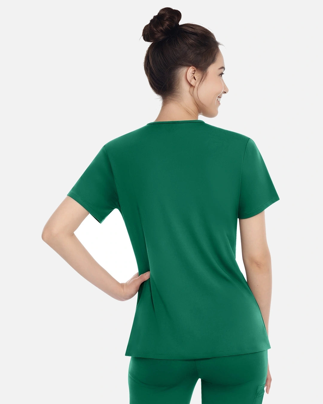Hunter Green – Eadflie Women's Classic V-Neck Uniform Top – product image 46