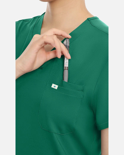Hunter Green – Eadflie Women's Classic V-Neck Uniform Top – product image 47