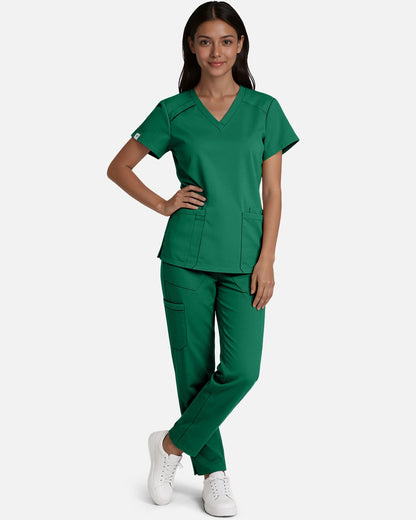 Hunter Green – Eadflie Women's Woven Straight-Leg Uniform Pants – Structured Tailored Bottoms – product image 23