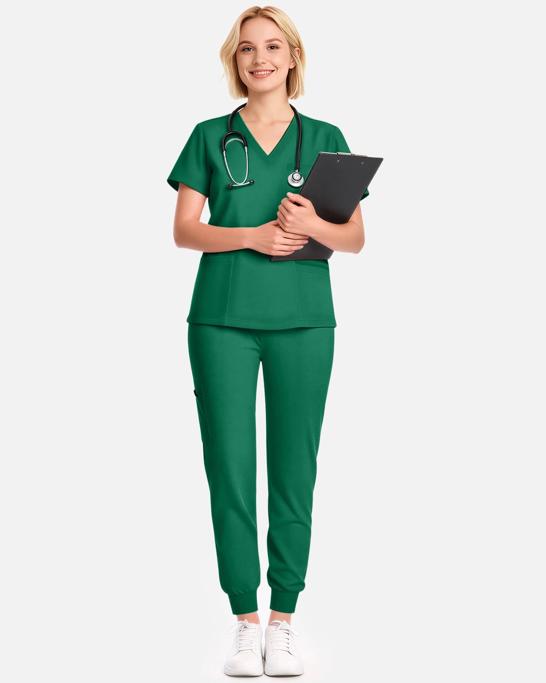 Hunter Green – Eadflie Women's Multi-Pocket Jogger Uniform Pants – product image 03