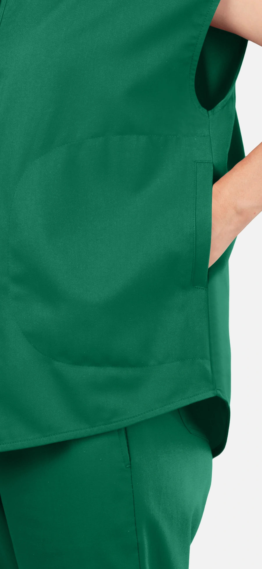 Hunter Green – Eadflie Women's Sleeveless Mandarin Collar Jogger Uniform Set – product image 55