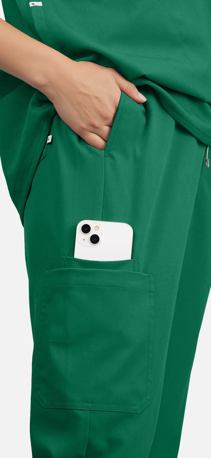 Hunter Green – Eadflie Women's Sleeveless Mandarin Collar Jogger Uniform Set – product image 56