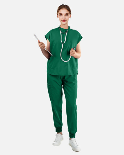 Hunter Green – Eadflie Women's Sleeveless Mandarin Collar Uniform Top – product image 57