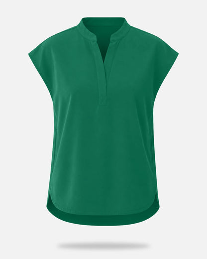 Hunter Green – Eadflie Women's Sleeveless Mandarin Collar Uniform Top – product image 55