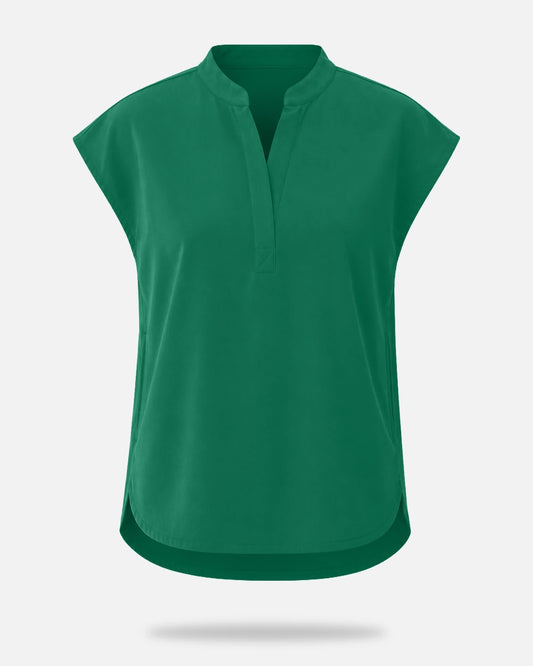 Hunter Green – Eadflie Women's Sleeveless Mandarin Collar Uniform Top – product image 55