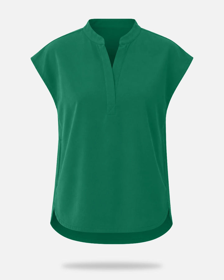 Eadflie Women's Sleeveless Mandarin Collar Uniform Top - Hunter Green