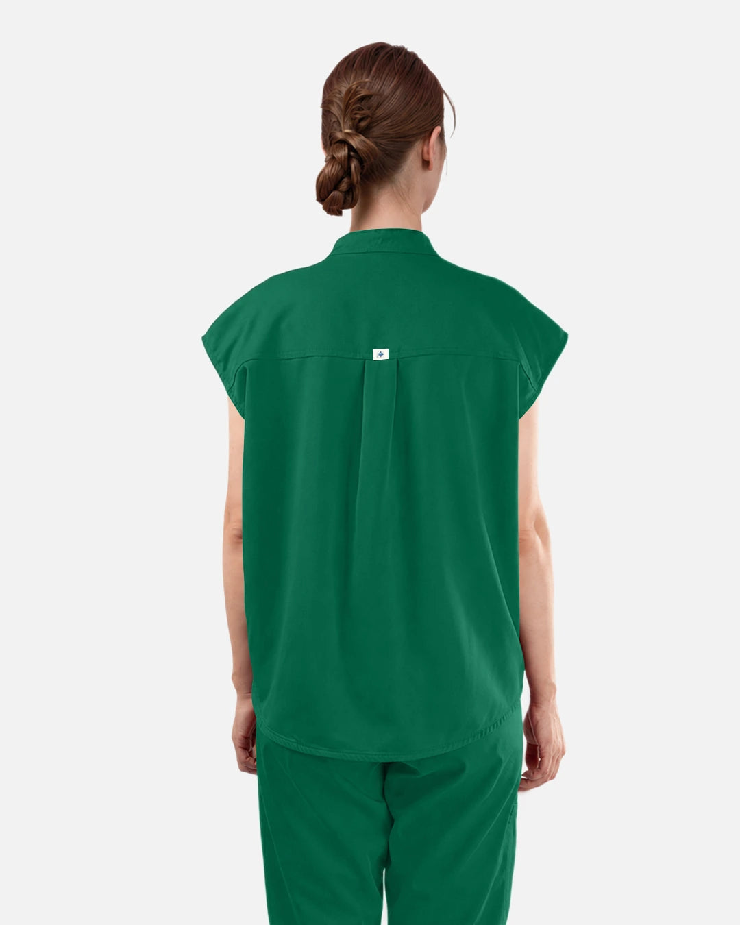 Hunter Green – Eadflie Women's Sleeveless Mandarin Collar Uniform Top – product image 58