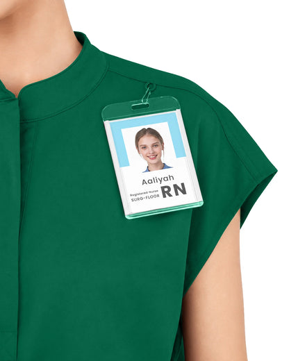 Hunter Green – Eadflie Women's Sleeveless Mandarin Collar Uniform Top – product image 60