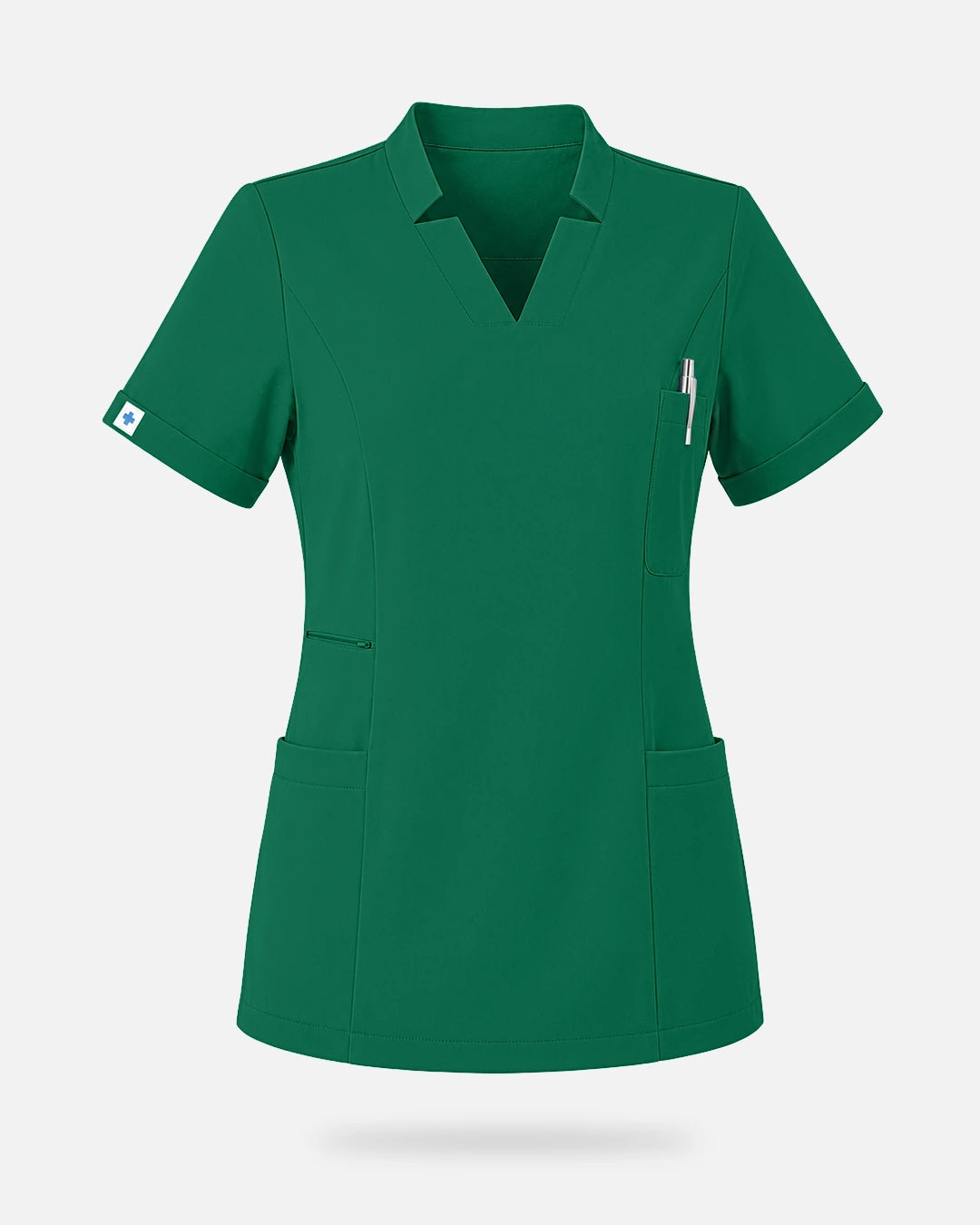 Hunter Green – Eadflie Women's Split V-Neck Uniform Top – product image 01