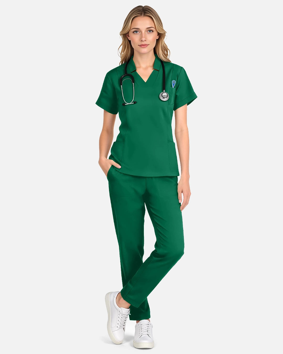 Hunter Green – Eadflie Women's Slim Fit Tapered Cargo Uniform Pants – product image 03