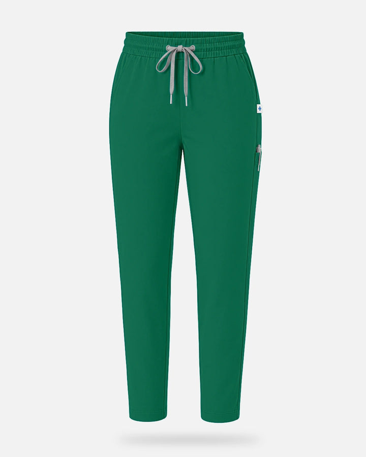 Eadflie Women's Slim Fit Tapered Cargo Uniform Pants - Hunter Green
