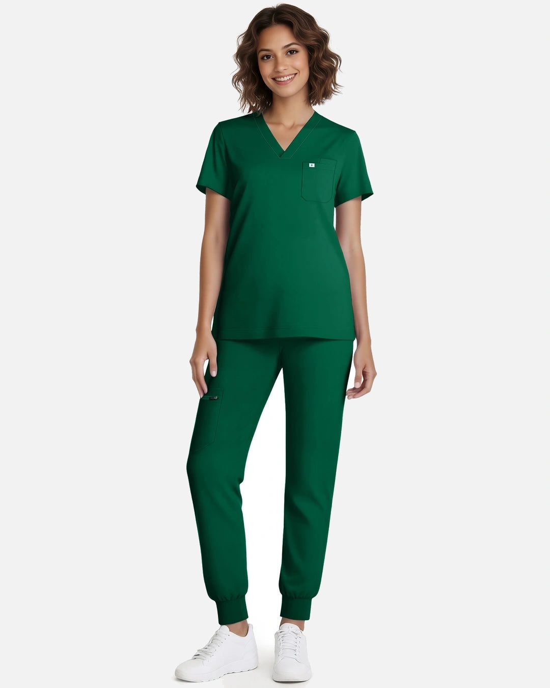 Hunter Green – Eadflie Women's Classic V-Neck Jogger Uniform Set – product image 47