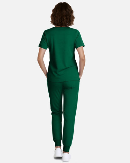 Hunter Green – Eadflie Women's Classic V-Neck Jogger Uniform Set – product image 48